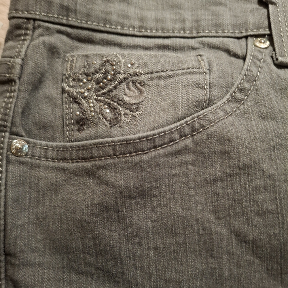 Gloria Vanderbilt Charcoal Capris with Elegant Embroidery - Picture 3 of 4